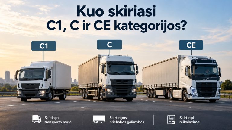 Kuo skiriasi C1, C ir CE kategorijos?